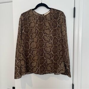 Brown Snake Print Women's Top